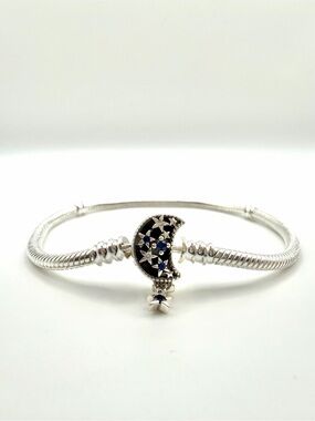 Pandora Sparkling Moon Clasp Snake Chain Bracelet Dream Big 592819C01 S925 ALE